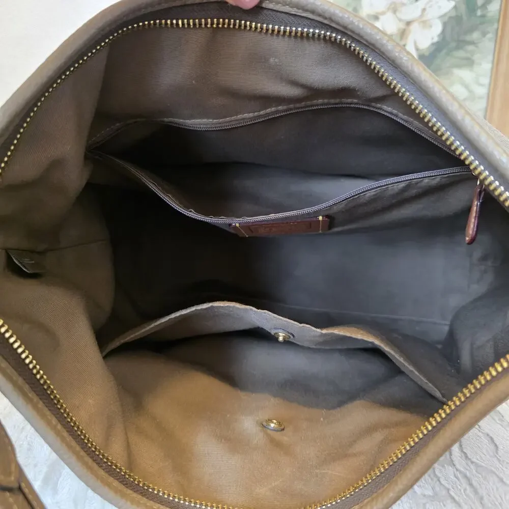 Coach Large Laurel Pebbled Leather Stone Gold Hardware
